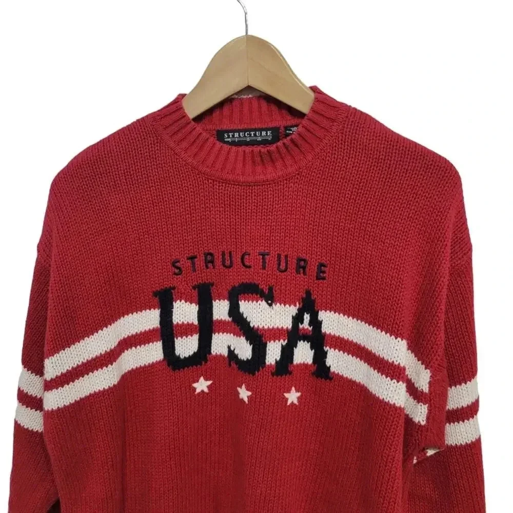 Vintage 1990s Y2K Structure Chunky Knit USA Crewneck Sweater Small